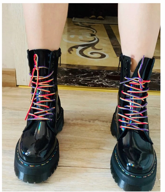 MARTITO EDZIE BRITISH STYLE CHUNKY SOLE EIGHT HOLES HIGH TOP BOOTS Leather Sock Boots