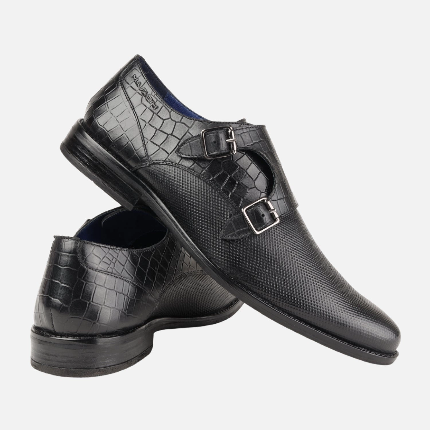 Asics Gel Fit Tempo 2 Fitness Shoe MASABIH GENUINE LEATHER BLACK CASUAL DOUBLE MONK SHOES FOR MEN