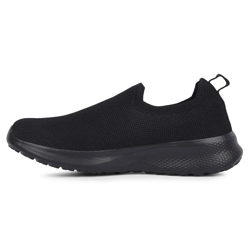 Leap7x Black Sports Non Lacing Walking Shoes For Men GHD-89E By Liberty Flexagon Force 3 Wide Training Shoes