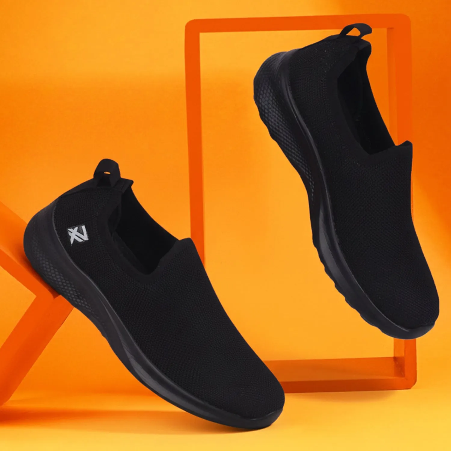 Leap7x Black Sports Non Lacing Walking Shoes For Men GHD-89E By Liberty Nike Running Training Shoes