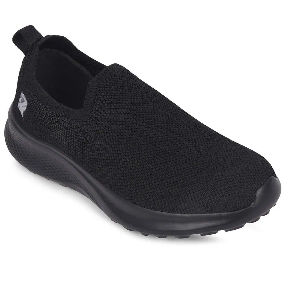 Best Gym Shoes For Strength Training Leap7x Black Sports Non Lacing Walking Shoes For Men GHD-89E By Liberty