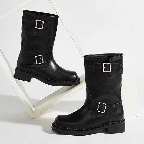 Women's Fashion Vintage Belt Buckle Biker Boots 12209337S F50 Adidas Indoor Soccer Shoes