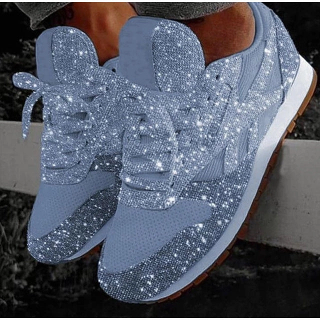 2022 autumn luxury shoes women designers sneakers flat lace-up platform for women breathable mesh glitter sneakers Best Shoes For Walking Flat Feet