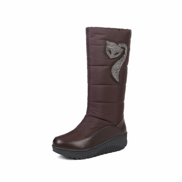 MEMUNIA Snow boots for women shoes platform patent leather high quality tassel footwear cotton mid calf winter boots size 35-44 Toddlers Snow Boots