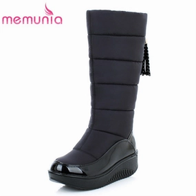 8.5 Wide Snow Boots MEMUNIA Snow boots for women shoes platform patent leather high quality tassel footwear cotton mid calf winter boots size 35-44