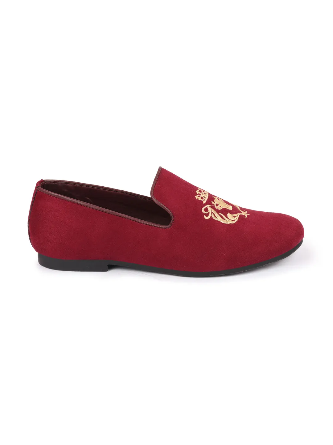 Canvas Slip On Loafers Men Cherry Embroidered Velvet Slip On Loafers