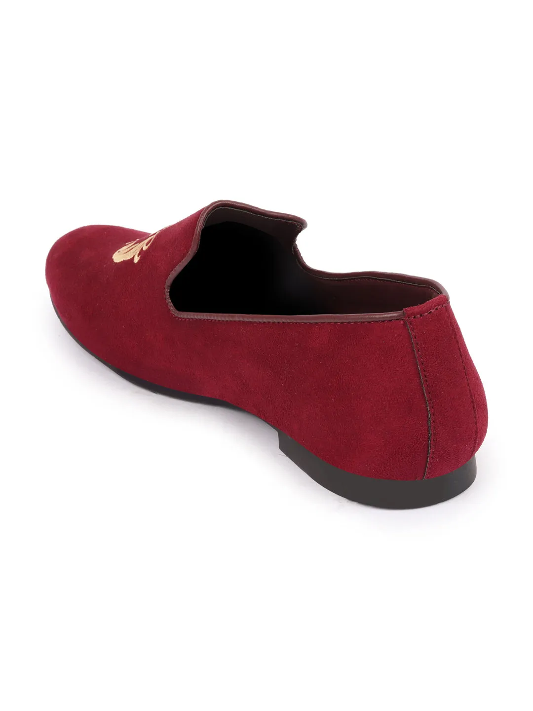 Loafers Leather Men Cherry Embroidered Velvet Slip On Loafers