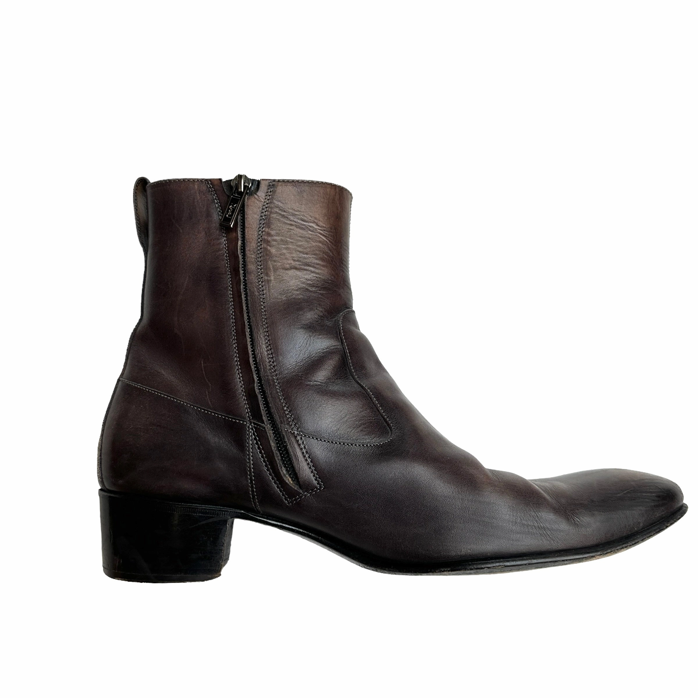 Men Brown Leather Boots - 43.5 Felt Sole Wading Boots