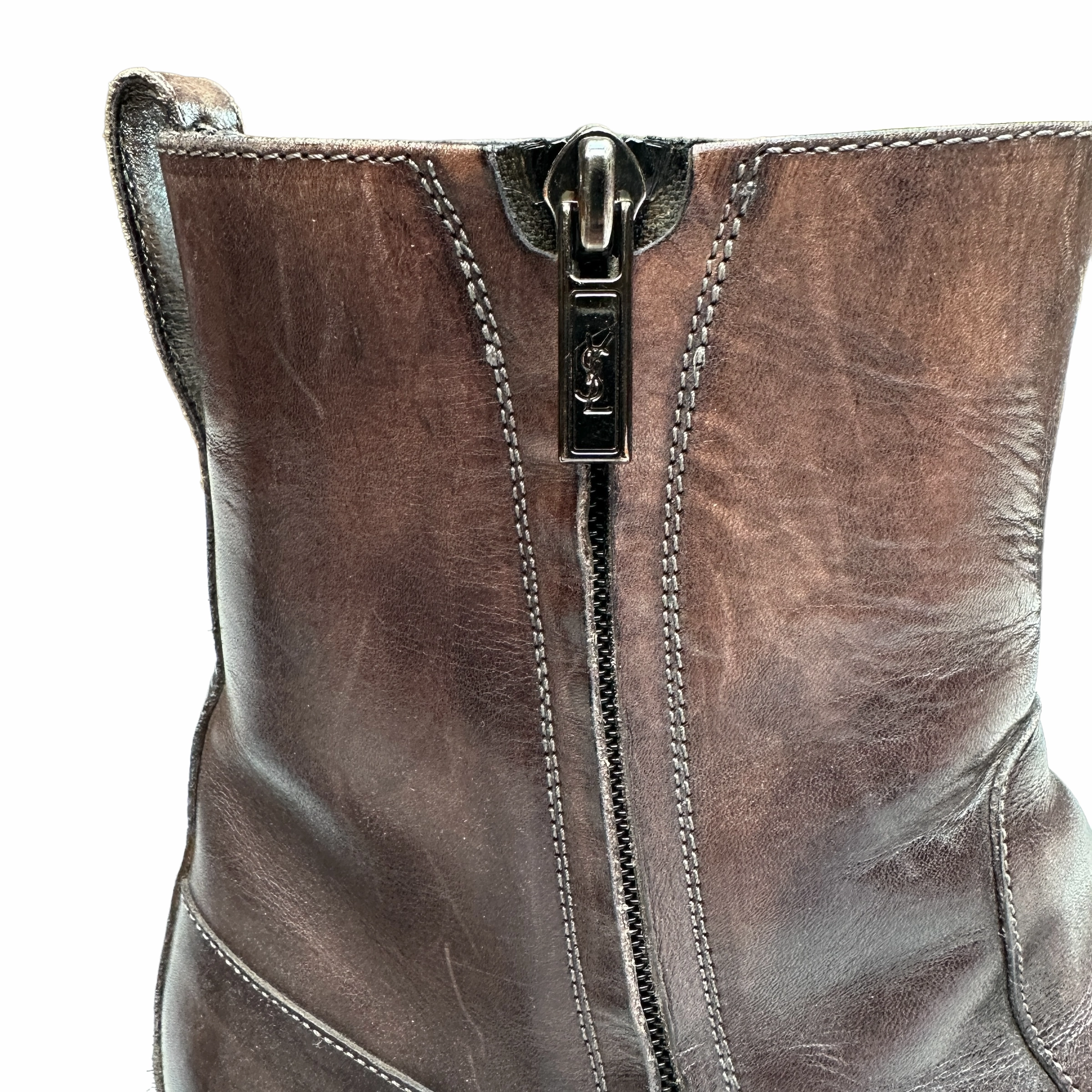 Men Brown Leather Boots - 43.5 Tall Cowboy Boots