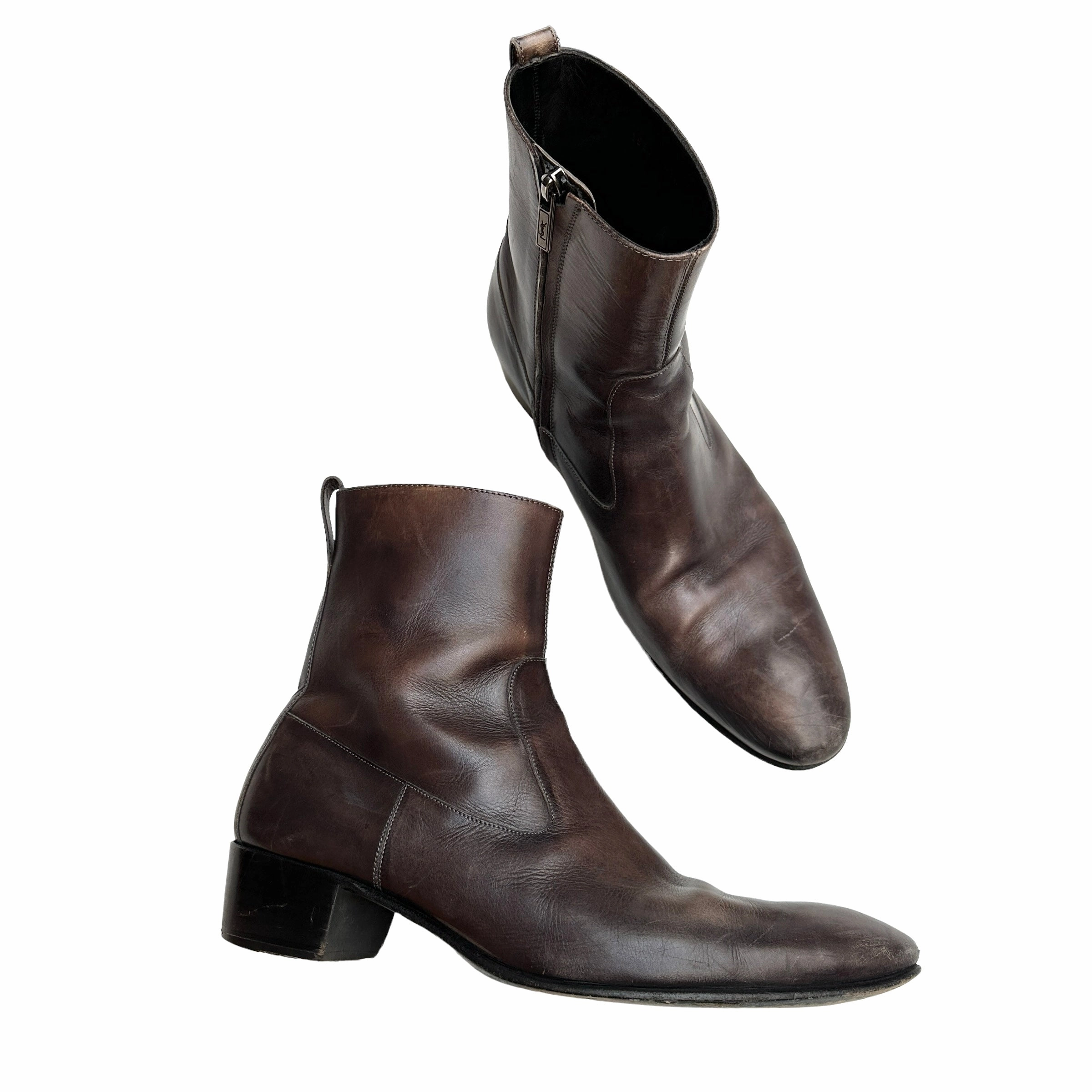 Men Brown Leather Boots - 43.5 Most Comfortable Western Boots