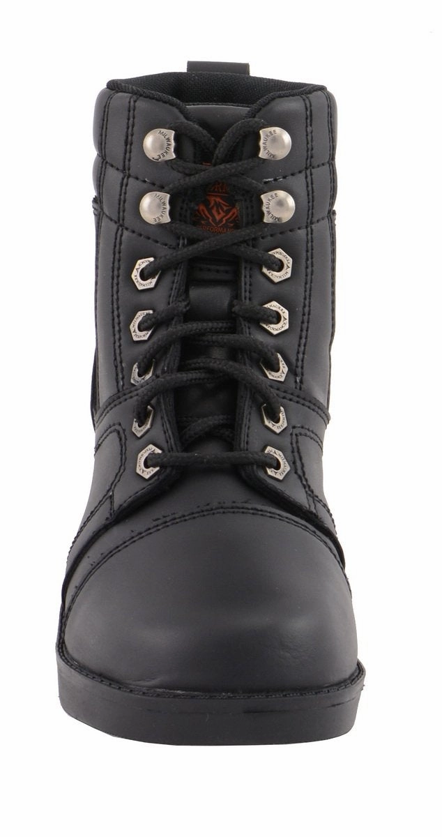 Qumy Dog Boots Milwaukee Leather MBK9285 Boys Black Lace-Up Biker Style Boots