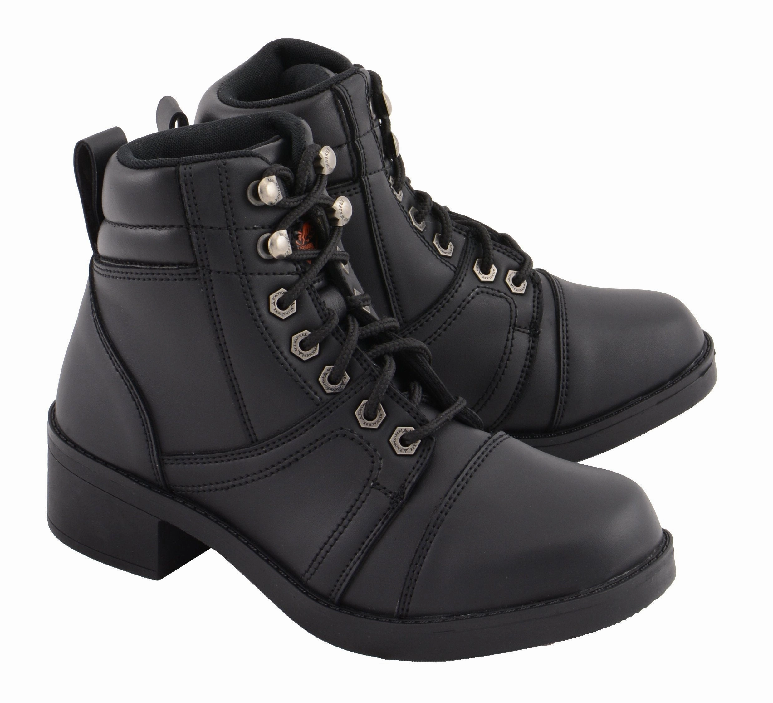 Origin Boots Milwaukee Leather MBK9285 Boys Black Lace-Up Biker Style Boots