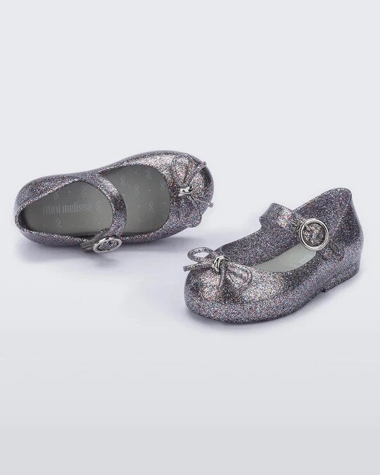Mini & Melissa Sweet Love Flat - Silver Glitter Asics Shoes Best For Walking