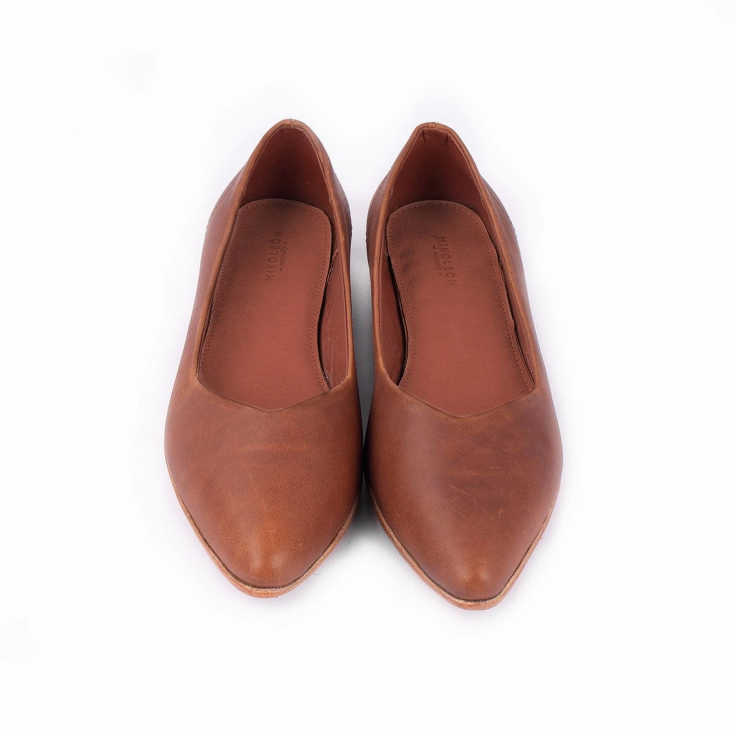 MK22410 - Rumi Flats Brown [Women's Leather Shoes] Sole Shine Rhinestone Ballet Flats Shoes
