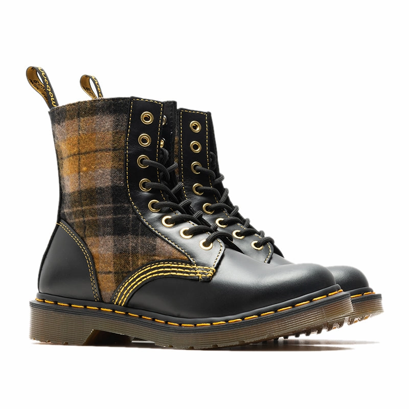 MOBONNIE QUEEN STUDIO HANDCRAFT 8 HOLE HIGH TOP PLAID WOMEN BOOTS Ladies Boots On Sale