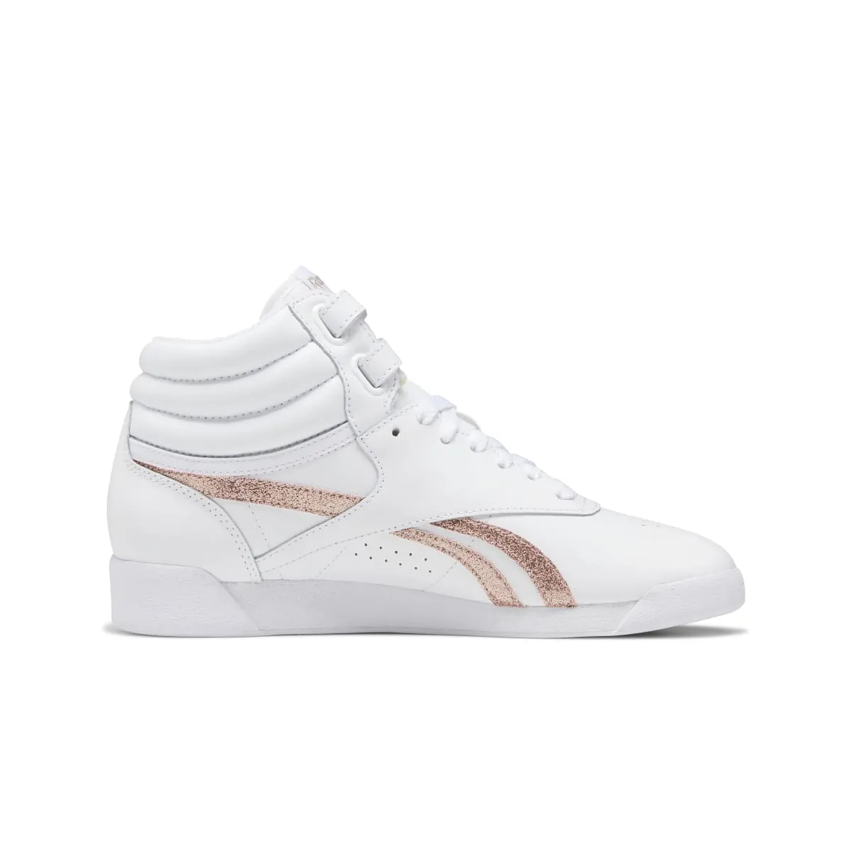 REEBOK GW9657 F/S HI WMN'S (Medium) White/Rose Gold Leather Lifestyle Shoes morning run Relax Step