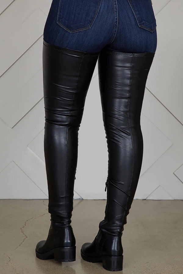 Purpdrank - Black Fashion Solid Color Keep Warm High Boots Adidas Samba Adv Shoes