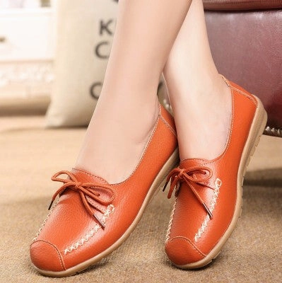 Pronation Flat Feet Running Shoes ZZPOHE spring autumn new lace Mother Flat shoes fashion shallow mouth Ladies Peas shoes tendon casual Women Leather shoes 35-40