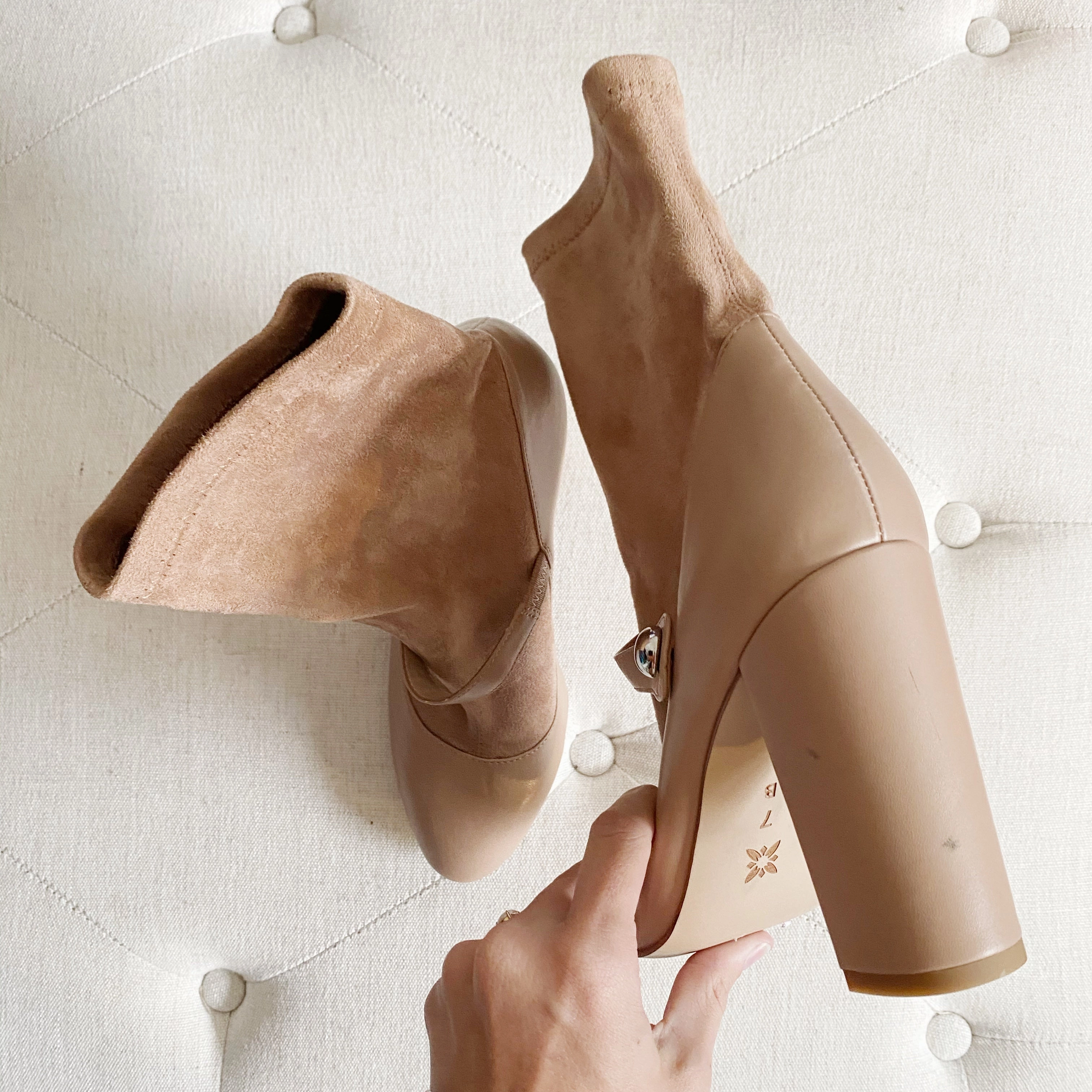 BCBGeneration Leather Suede Heel Booties 7 New Adidas Campus Tennis Shoes