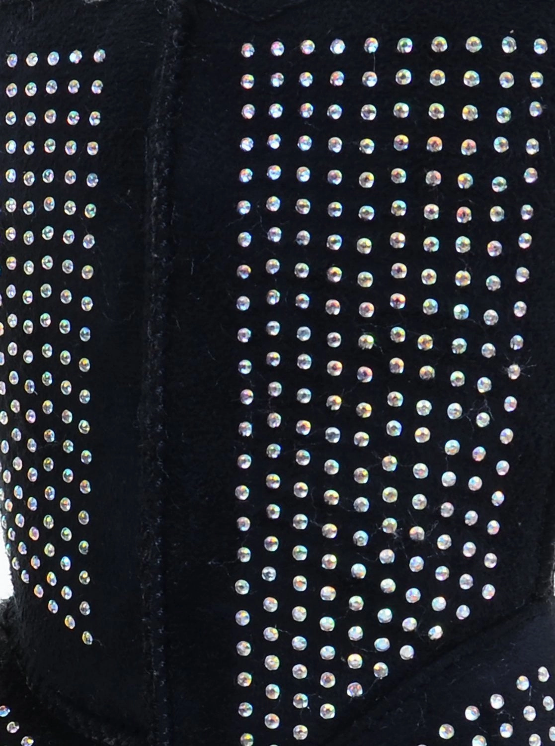 Sperry Low Rain Boots Fur Rhinestone Faux Shearling Black Round Toe Women's Boot