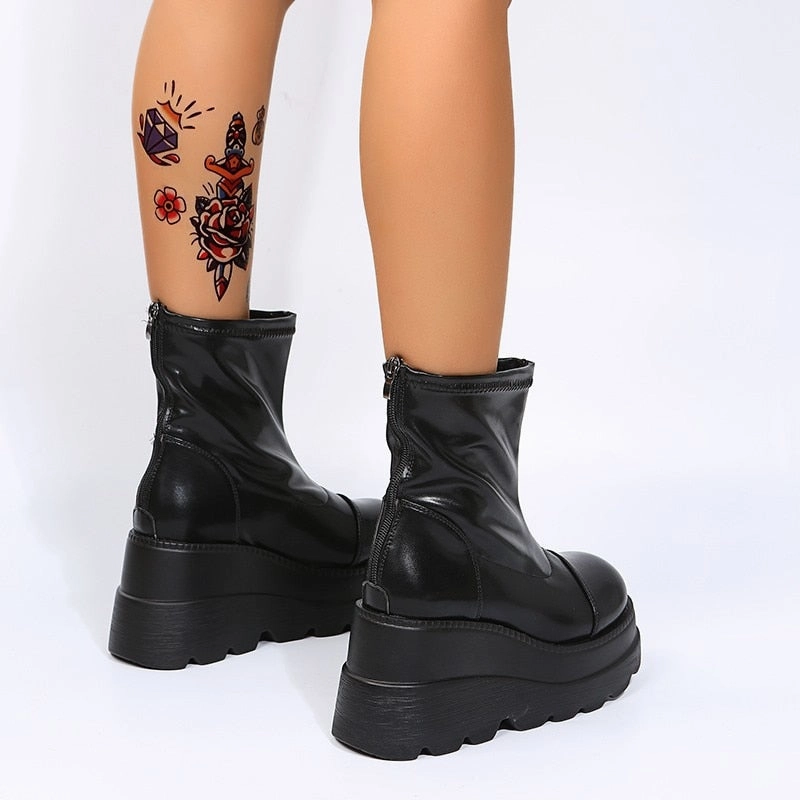 Adidas Adiwear Shoes Grunge Platform Ankle Boots Black