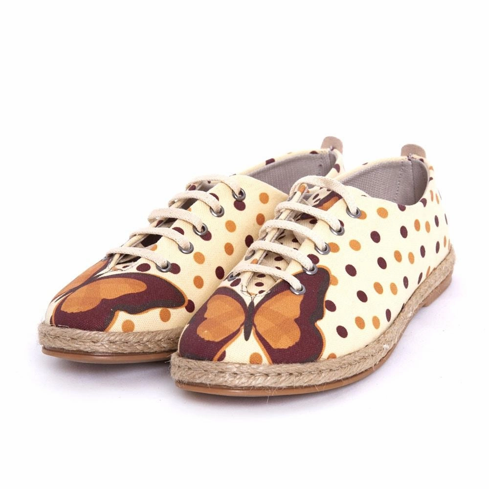 Buckle Fit Earth Tone Butterfly and Dots Ballerinas Shoes FBR1217