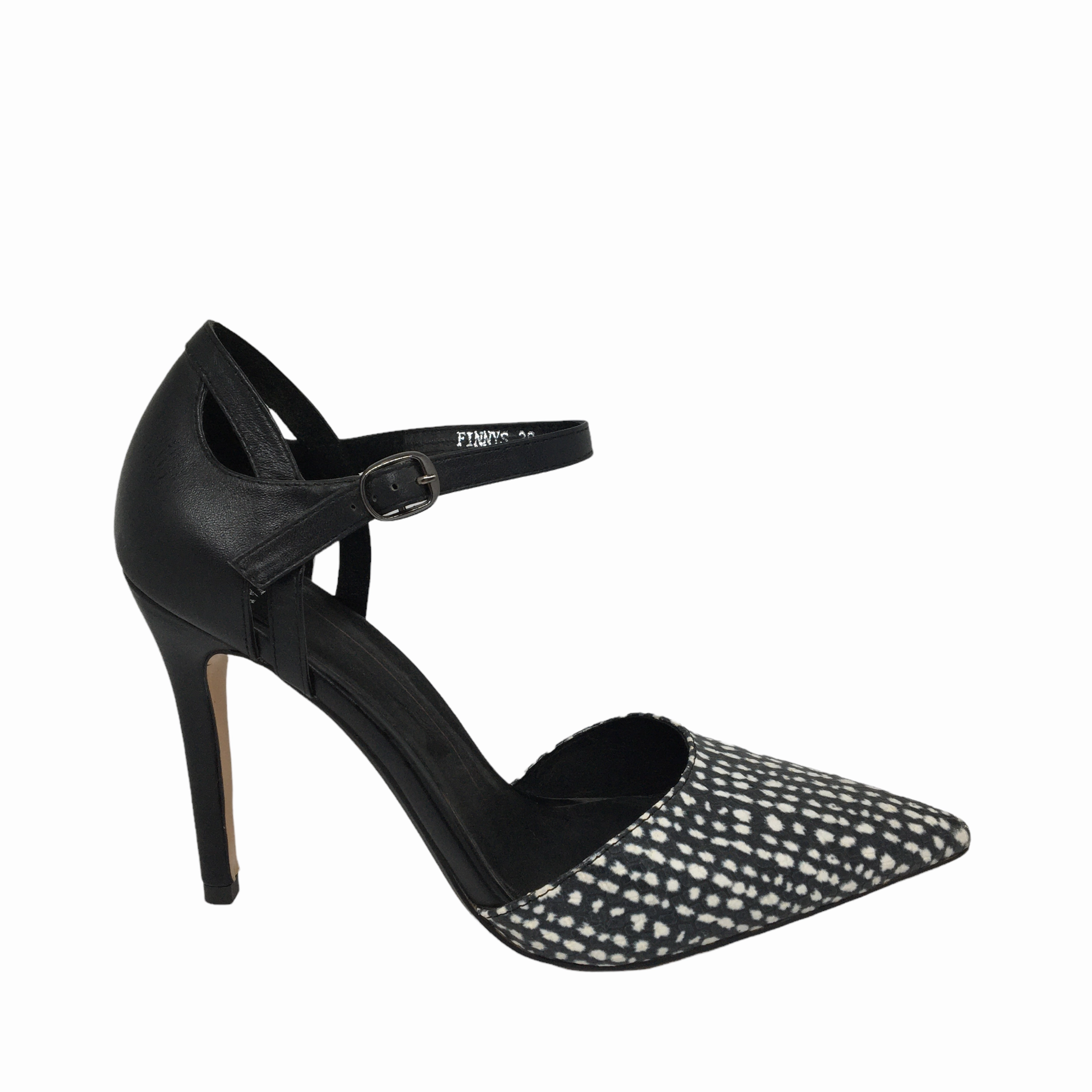 Long Walk Point Toe Mollini Finny Black White Spot Leather