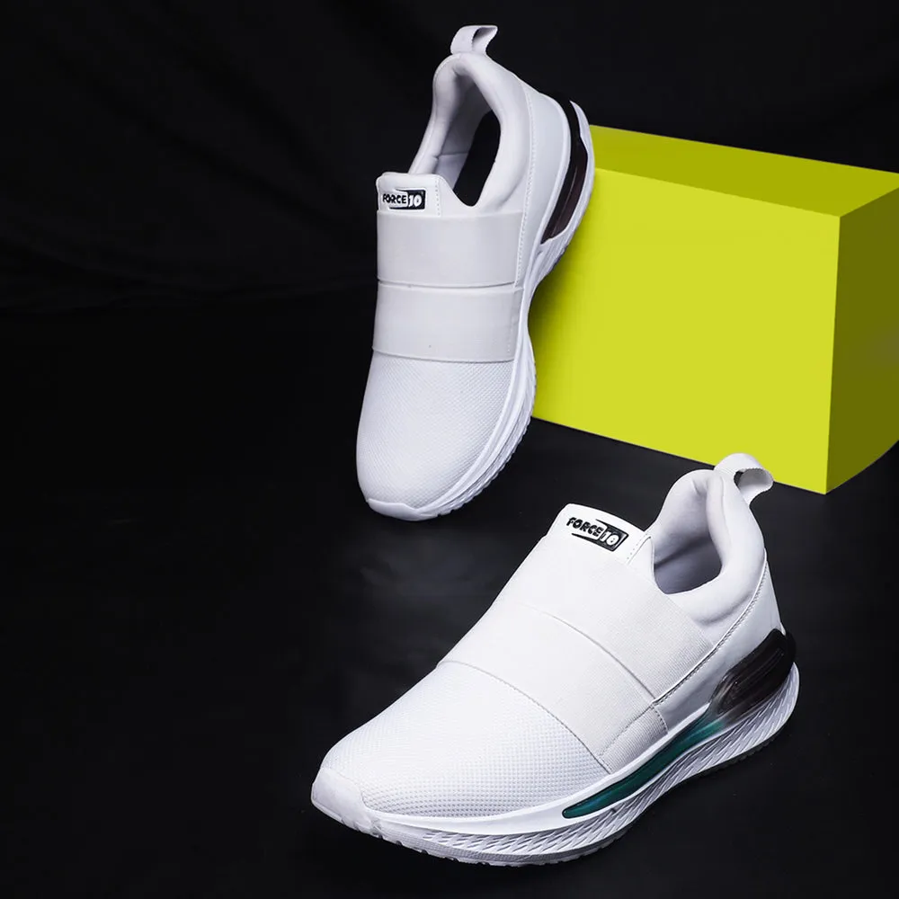 Force 10 White Sports Non Lacing Walking Shoes For Men BLAKES-2E By Liberty Best Under Armour Shoes For Weight Training