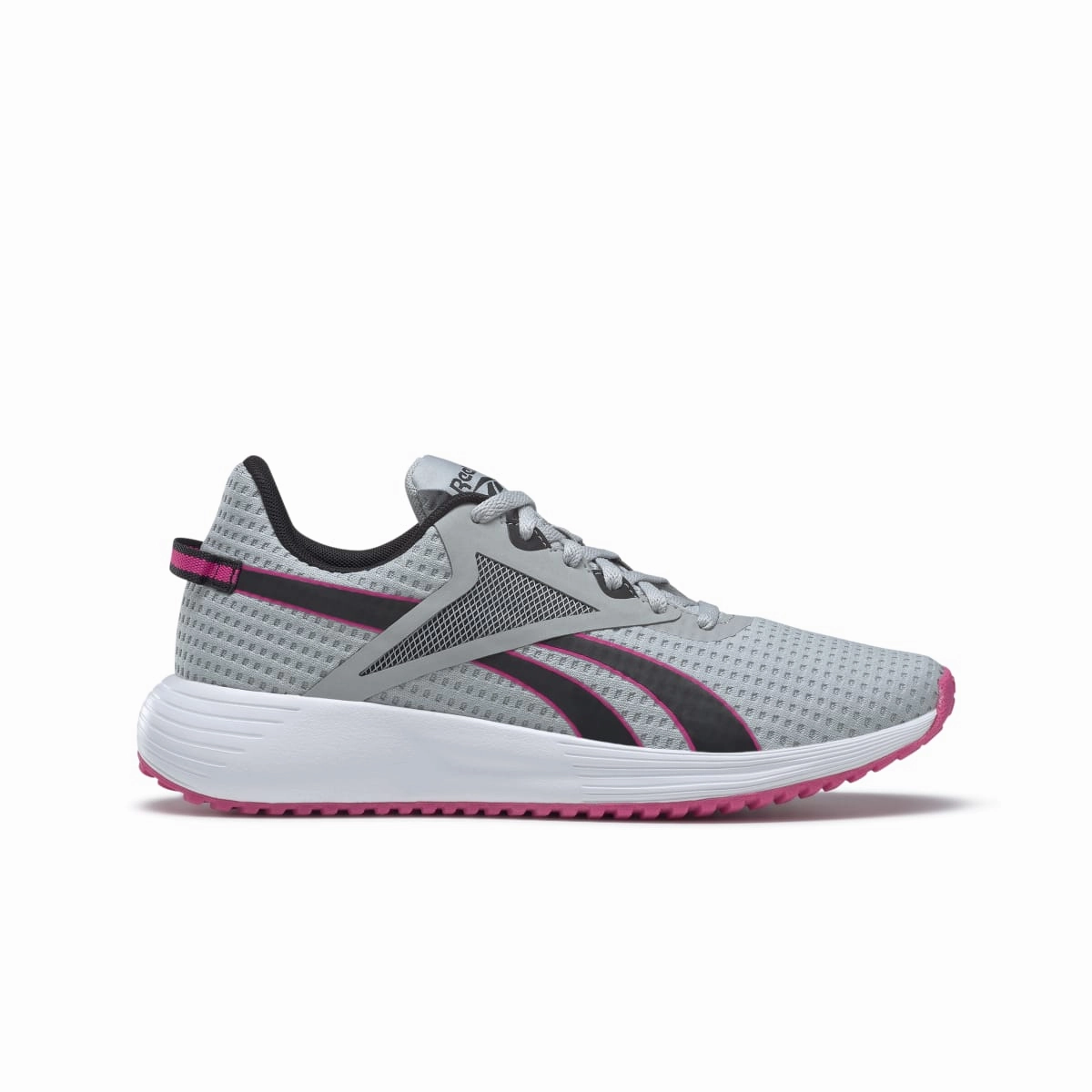REEBOK GY3975 LITE PLUS 3 WMN'S (Medium) Grey/Black/Pink Mesh Running Shoes running in a community run shoes molded insole running shoes