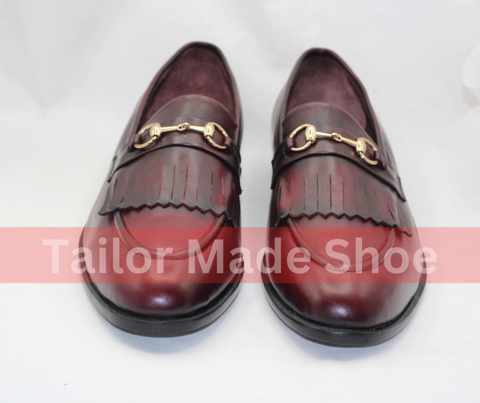 Asics Novak Djokovic Shoes Mens Bespoke Leather Shoes  Burgundy Loafers with Fringe Detail Handmade Burgundy Leather Loafers with Gold Buckle Detail