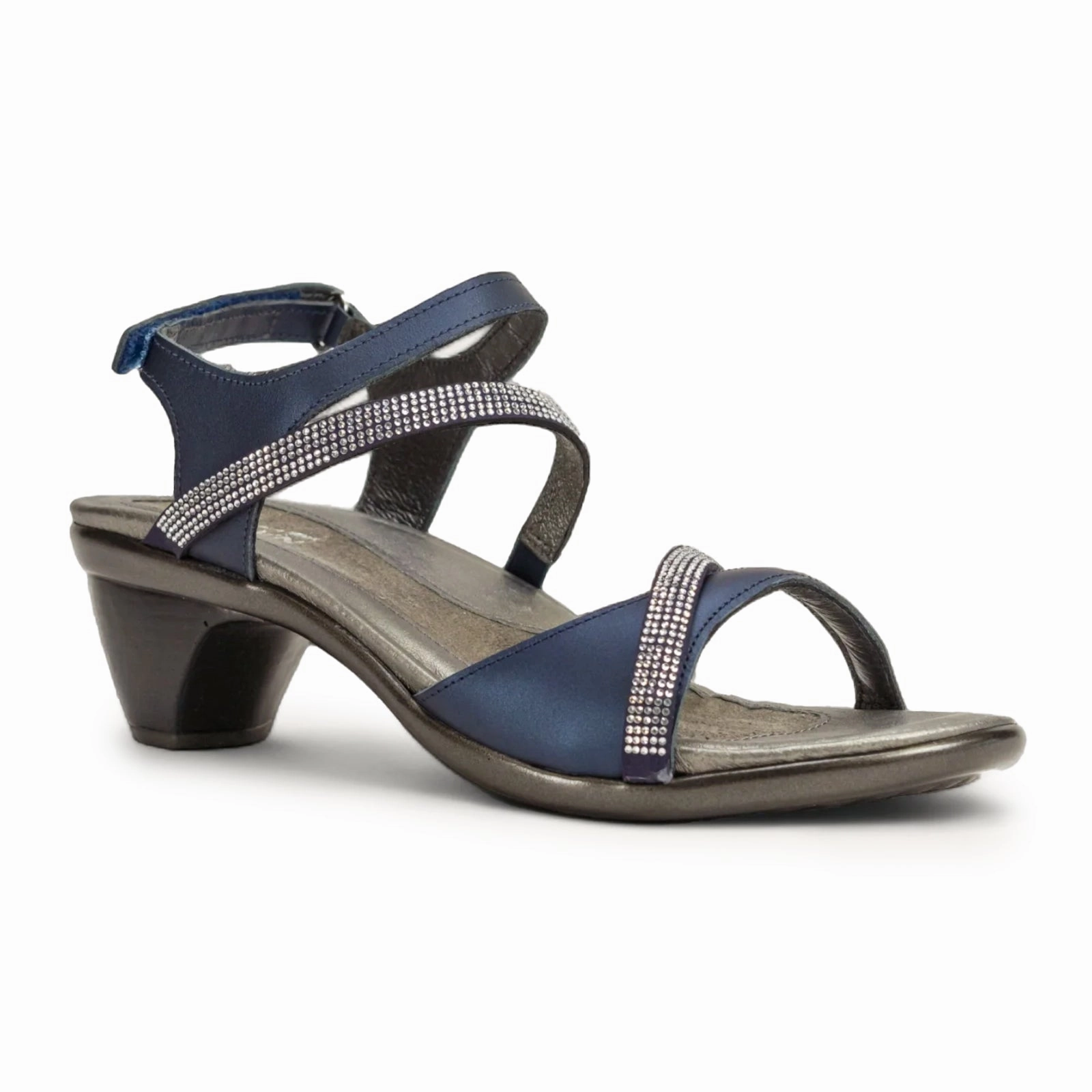Cute Tennis Shoes Naot Innovate Heeled Sandal (Women) - Polar Sea Leather/Navy/Clear Rhinestones
