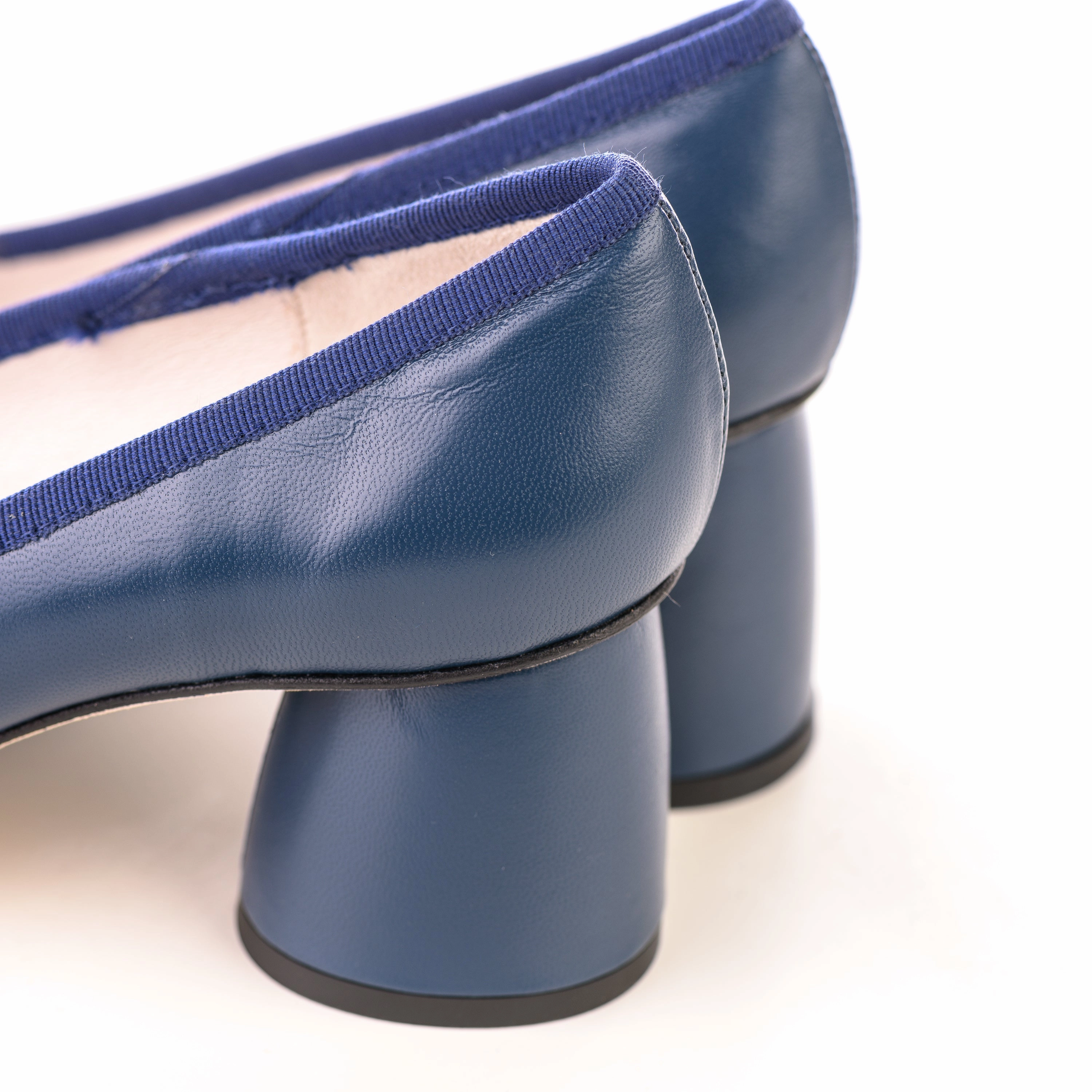 Flat Shoes With Formal Dress Navy blue leather pump ballet flats with high heel