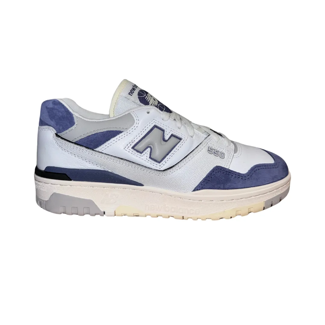 NEW BALANCE BB550BWG 550 RETRO HOOPS MN'S (Medium) White/Blue/Grey Leather, Synthetic & Mesh Basketball Shoes Range Hike Night Run