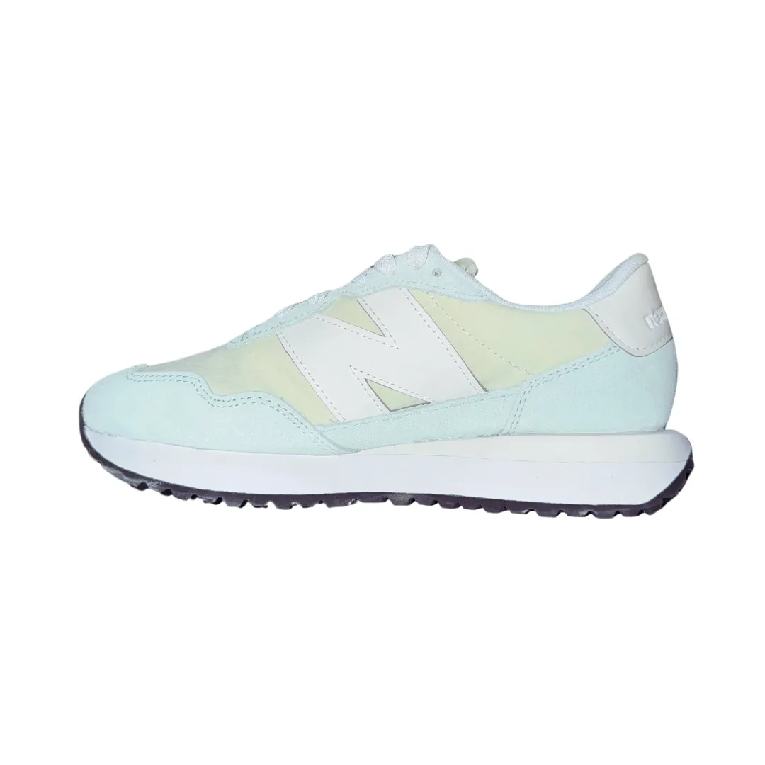 Leather Cool bike ride NEW BALANCE WS237HTG 237 v1 WMN'S (Medium) Light Aqua/White Suede & Mesh Lifestyle Shoes