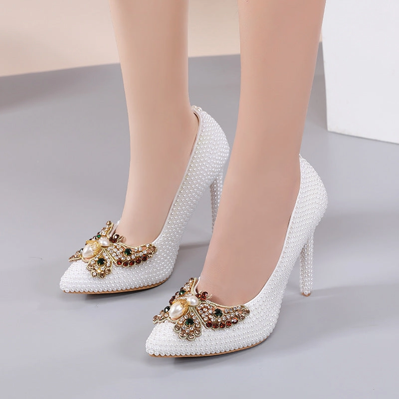 New Arrival Pearl Pointed Toe Women's Stiletto Heels Shoes Asics Gel-foundation 12 Running Shoe