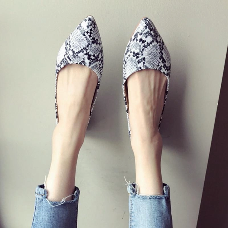 New Arrival  Women's Loafers Women Flat Heel Shoes Snake Print Slip-On Pointed Toe Causal Shoe Stuart Weitzman Loafers Sale