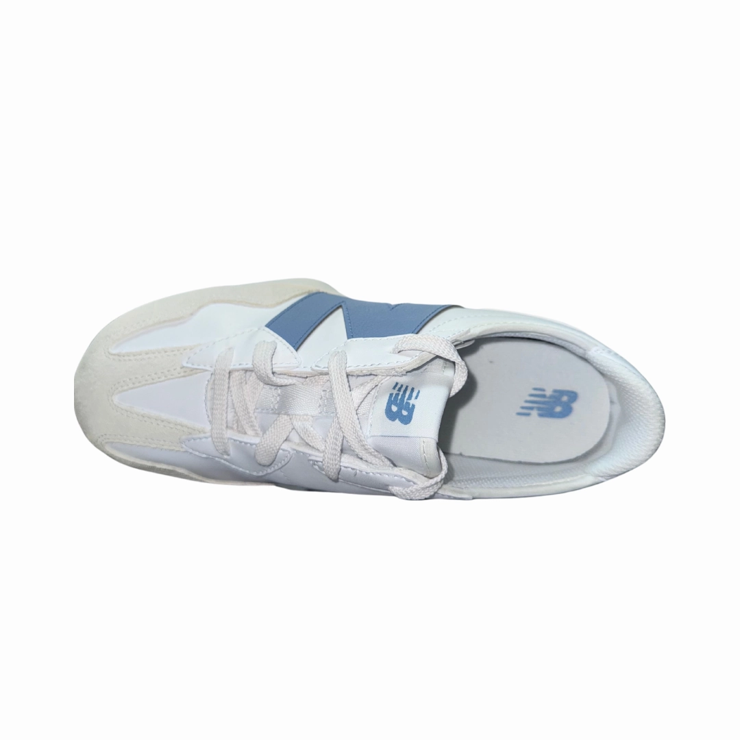 NEW BALANCE GS327SW-W 237 JR'S (Wide) White/Blue Laguna Synthetic Lifestyle Shoes Smart Footwear