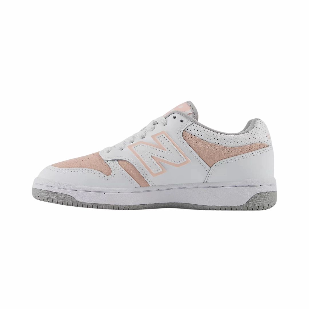 NEW BALANCE GSB480VP 480 JR'S (Medium) White/Misty Pink Synthetic & Leather Lifestyle Shoes Long Step Street Life
