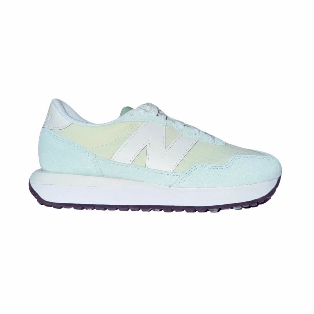 Track Step Dinner Step NEW BALANCE WS237HTG 237 v1 WMN'S (Medium) Light Aqua/White Suede & Mesh Lifestyle Shoes