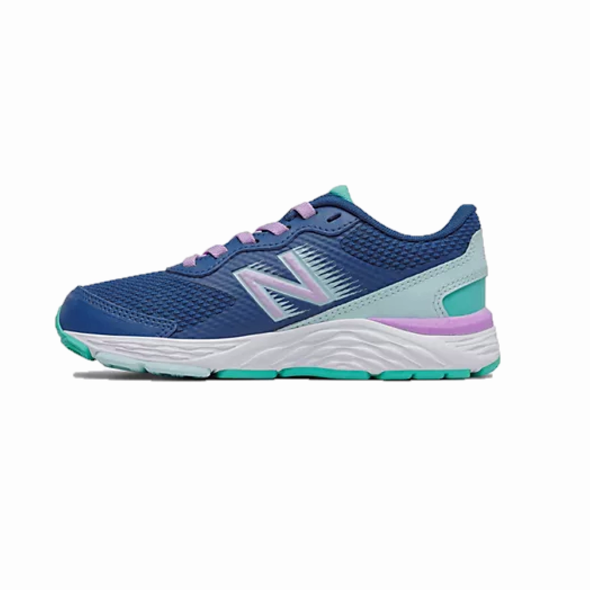 Durable Stitching Active Fit NEW BALANCE YP680CW6 680 v6 JR'S (Wide) Captain Blue Leather & Mesh Running Shoes