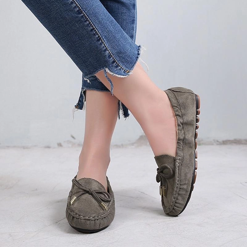 New  Loafers Women Moccasins Butterfly-Knot Slip On Solid Flats Shallow Round Toe Casual Flat Shoes Teddy Loafers