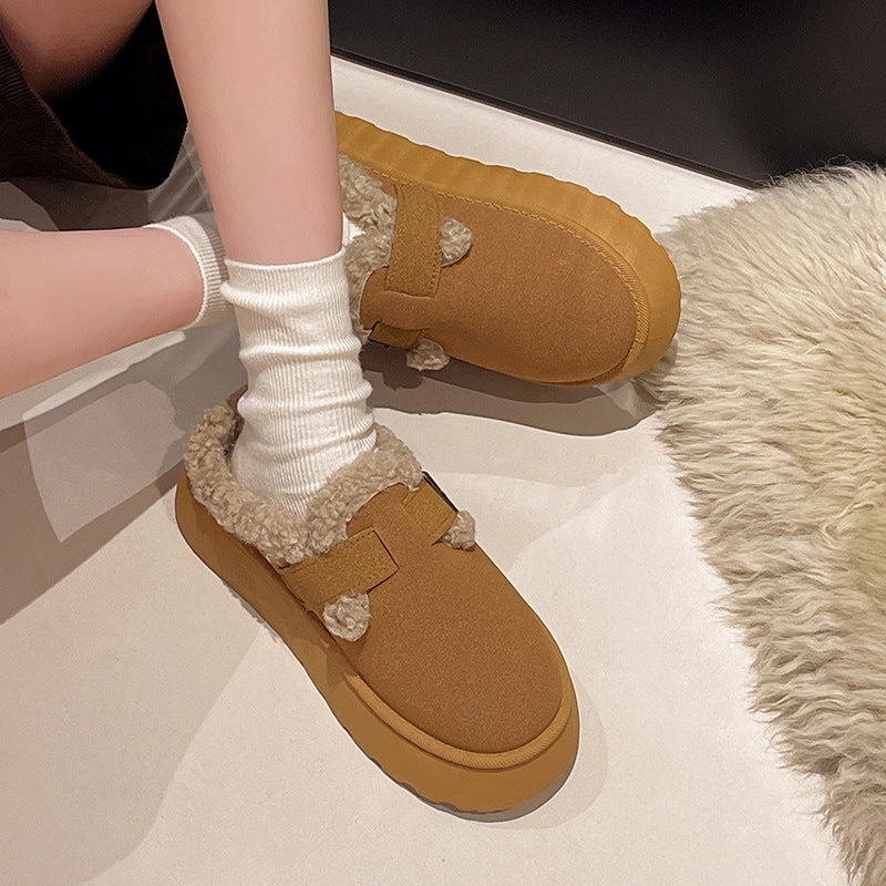 New Luxury Winter Women's Shoes Plush Fashion Retro Bean Shoes Cotton Women's Flat Sole Slippers Platform Women Boots Self Esteem Shoes Flats