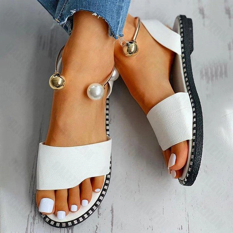 Orthopedic Insoles For Flat Foot Arch Support Shoe New Summer Women Beaded Pearly Sandals Slippers Shoes Ladies Flats Sandals Flip Flop Casual Flat Slingback Sandals Shoes