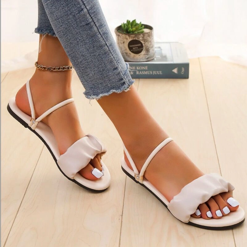 Pointed Toe Shoes Flats New Summer Women Beaded Pearly Sandals Slippers Shoes Ladies Flats Sandals Flip Flop Casual Flat Slingback Sandals Shoes
