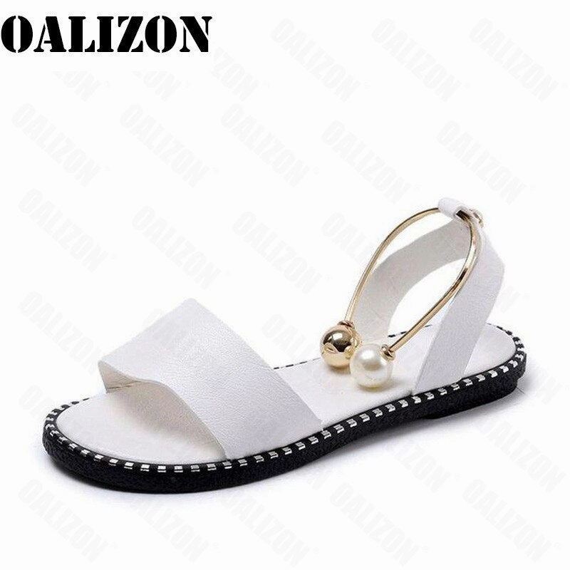 Mtb Flat Shoes Sale New Summer Women Beaded Pearly Sandals Slippers Shoes Ladies Flats Sandals Flip Flop Casual Flat Slingback Sandals Shoes