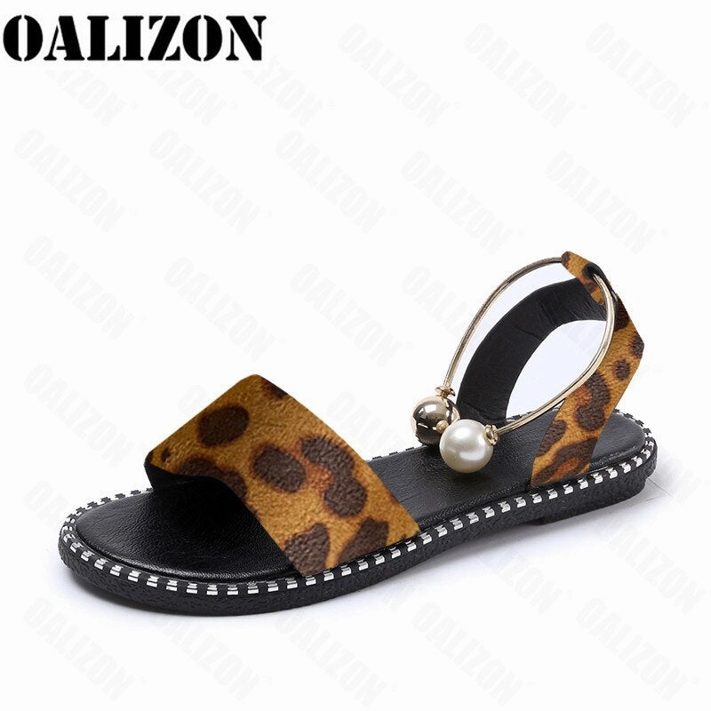 New Summer Women Beaded Pearly Sandals Slippers Shoes Ladies Flats Sandals Flip Flop Casual Flat Slingback Sandals Shoes Biking Shoes Flats