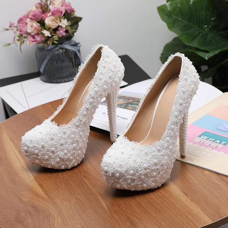 Easy Spirit Caster Dress Shoes New wedding shoes, lace high heel wedding shoes for women, stiletto heels, large size platform shoes for women