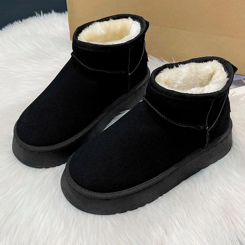 Zappos Winter Snow Boots New Winter Women Short Plush Warm Snow Boots Flats Casual Shoes Suede Fur Chelsea Ankle Boots Platform Ladies Shoes Botas Mujer
