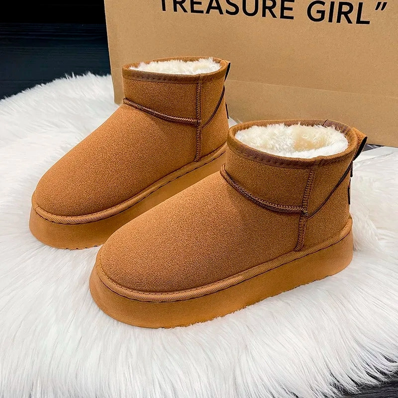 New Winter Women Short Plush Warm Snow Boots Flats Casual Shoes Suede Fur Chelsea Ankle Boots Platform Ladies Shoes Botas Mujer Sorel Tivoli High Snow Boots