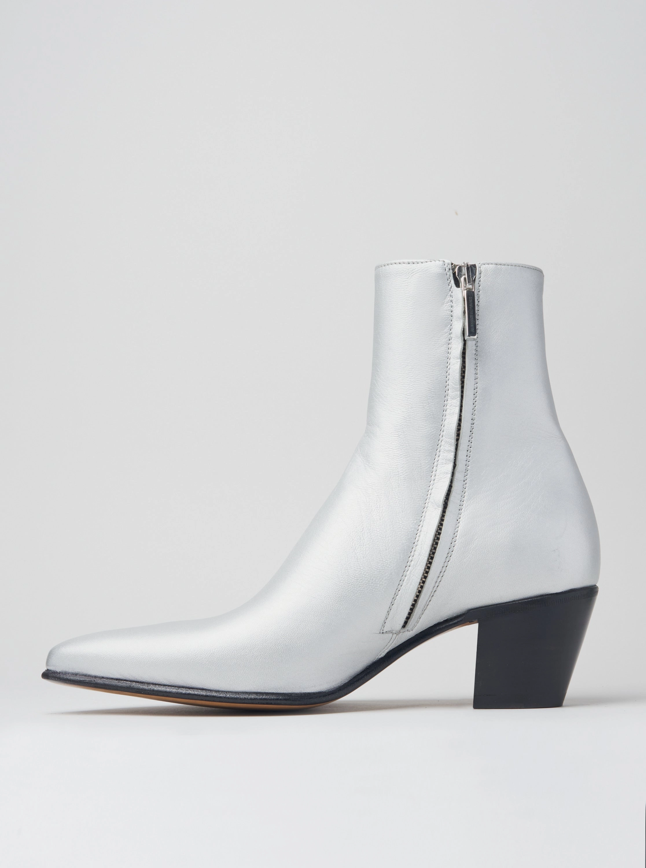 Punk Rock Boots NICO 60MM ANKLE BOOT IN SILVER CALFSKIN